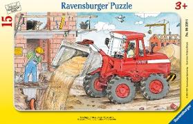 Ravensburger Kinderpuzzle - 06359 Mein Bagger - Rahmenpuzzle für Kinder ab 3 Jahren, mit 15 Teilen