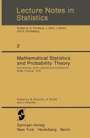 Mathematical Statistics and Probability Theory