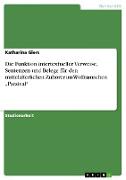 Die Funktion intertextueller Verweise, Sentenzen und Belege für den mittelalterlichen Zuhörer im Wolframschen ¿Parzival¿