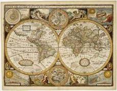Welt antik, Karte von John Speed 1651, Magnetmarkiertafel