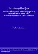 Entwicklung und Erprobung eines Instruments zur Analyse von mathematikbezogenen Unterrichtsgesprächen bezüglich des Vorliegens einer metakognitiv-diskursiven Unterrichtskultur