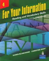 For Your Information 4: Reading and Vocabulary Skills (Student Book and Classroom Audio CDs)
