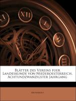 Blätter des Vereins fuer Landeskunde von Niederoesterreich, Achtundzwanzigster Jahrgang