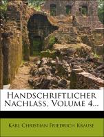 Karl Christian Friedrich Krause's handschriftlicher Nachlass, Erster Band