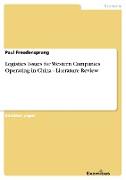 Logistics Issues for Western Companies Operating in China - Literature Review