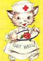 Cat Nurse Get Well - Greeting Card