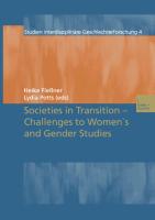 Societies in Transition ¿ Challenges to Women¿s and Gender Studies