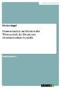 Homosexualität im Rahmen der Wissenschaft der Deutschen Demokratischen Republik