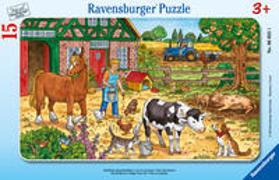 Ravensburger Kinderpuzzle - 06035 Glückliches Bauernhofleben - Rahmenpuzzle für Kinder ab 3 Jahren, mit 15 Teilen