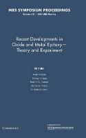 Recent Developments in Oxide and Metal Epitaxy - Theory and Experiment: Volume 619