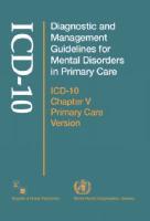 Diagnostic and Management Guidelines for Mental Disorders in Primary Care