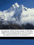 Lexikon der vom Jahr 1750 bis 1800 verstorbenen teutschen Schriftsteller