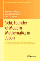 Seki, Founder of Modern Mathematics in Japan