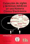 Colección de siglas y términos médicos en una historia clínica electrónica