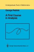 A First Course in Analysis