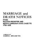 Marriage and Death Notices from "Raleigh Register and North Carolina State Gazette," 1799-1825