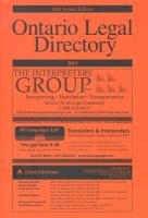 Ontario Legal Directory 2013: Published Annually Since 1925