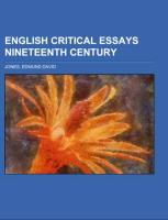 English Critical Essays Nineteenth Century