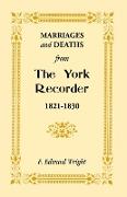 Marriages and Deaths from the York Recorder, 1821-1830