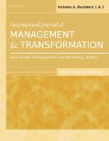 International Journal of Management and Transformation (2012 Annual Edition)