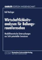 Wirtschaftlichkeitsanalysen für Ballungsraumfernsehen