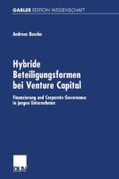 Hybride Beteiligungsformen bei Venture Capital
