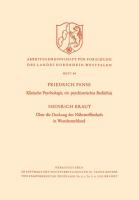 Klinische Psychologie, ein psychiatrisches Bedürfnis / Über die Deckung des Nährstoffbedarfs in Westdeutschland