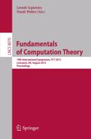 Fundamentals of Computation Theory