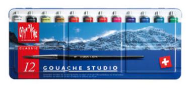 CARAN d'ACHE Gouache Studio Tuben, 12 Tuben in Metallschachtel