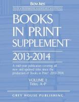 Books in Print Supplement 3 Volume Set, 2013/14