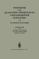 Systematik und Qualitative Untersuchung Capillaraktiver Substanzen