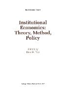 Institutional Economics: Theory, Method, Policy