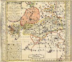 Historische Karte: Amt Langensalza, Erbschaft Treffurt, Vogtei Dorla, Amt Ebeleben, Stadt Mühlhausen 1757