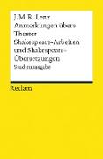 Anmerkungen übers Theater / Shakespeare-Arbeiten und Shakespeare-Übersetzungen