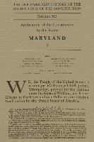 The Documentary History of the Ratification of the Constitution, Volume 12: Ratification of the Constitution by the States, Maryland, No. 1volume 12