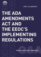 The ADA Amendments Act and the EEOC's Implementing Regulations: Questions and Answers