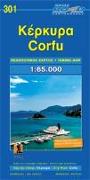 Korfu (Corfu) + Stadtplan 1 : 65 000