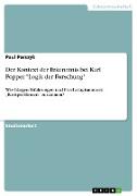 Der Kontext der Erkenntnis bei Karl Popper "Logik der Forschung"