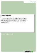 Abriss einer Unterrichtseinheit über Wortarten, Präpositionen und den Ethnolekt