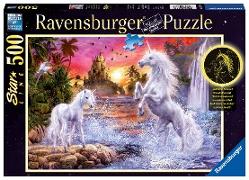 Ravensburger Puzzle 14873 - Einhörner am Fluss - 500 Teile Puzzle für Erwachsene und Kinder ab 10 Jahren, Leuchtpuzzle mit Einhörnern, Leuchtet im Dunkeln