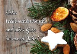 Teekarte. Liebe Weihnachtswünsche und alles Gute im neuen Jahr!