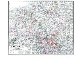 Historische Landkarte: Königreich HANNOVER, 1865 (plano)