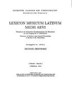 Lexicon Musicum Latinum Medii Aevi 3. Faszikel - Fascicle 3 (authenticus - canto)