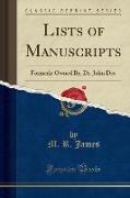 Lists of Manuscripts