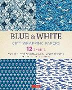 Blue & White Gift Wrapping Papers - 12 Sheets: 18 X 24 Inch (45 X 61 CM) Wrapping Paper