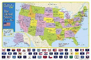 National Geographic: The United States for Kids Wall Map - Laminated (24 X 36 Inches)