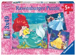 Ravensburger Kinderpuzzle - 09350 Abenteuer der Prinzessinnen - Puzzle für Kinder ab 5 Jahren, Disney-Puzzle mit 3x49 Teilen