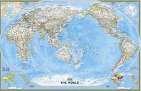 National Geographic World, Pacific Centered Wall Map - Classic (46 X 30.5 In)