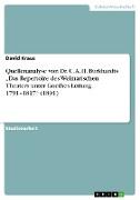 Quellenanalyse von Dr. C. A. H. Burkhardts ¿Das Repertoire des Weimarischen Theaters unter Goethes Leitung 1791¿1817¿ (1891)