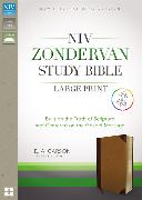 NIV Zondervan Study Bible, Large Print, Leathersoft, Brown/Tan, Indexed